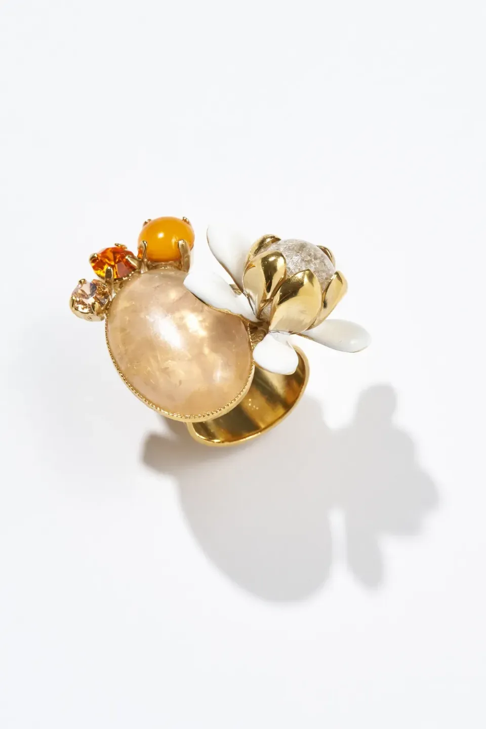 Philippe Ferrandis Neroli bague réglable fleurs émail blanc