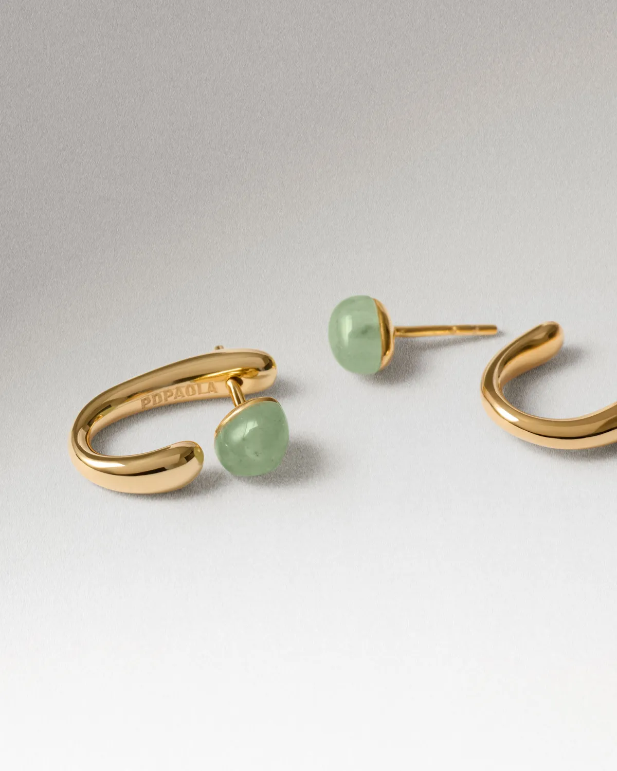 PDPAOLA Nova boucles aventurine verte plaqué or