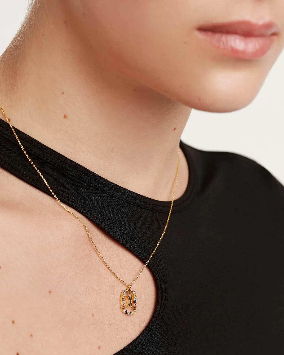 PDPAOLA Lettre X Collier Initiale Bleu Doré