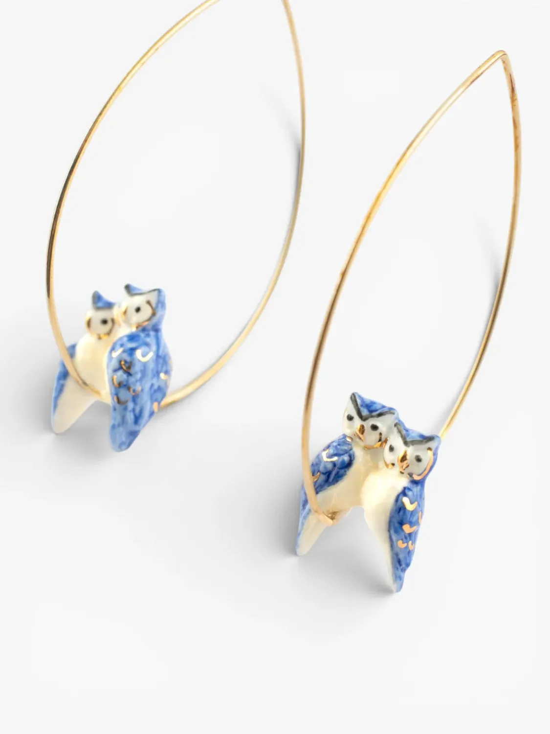 Nach Bijoux chouettes amoureuses créoles acier 4,8 cm