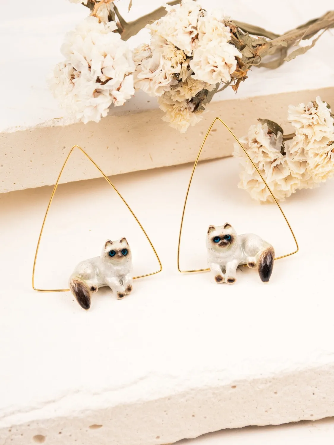Nach Bijoux Chat siamois créoles triangle bicolores
