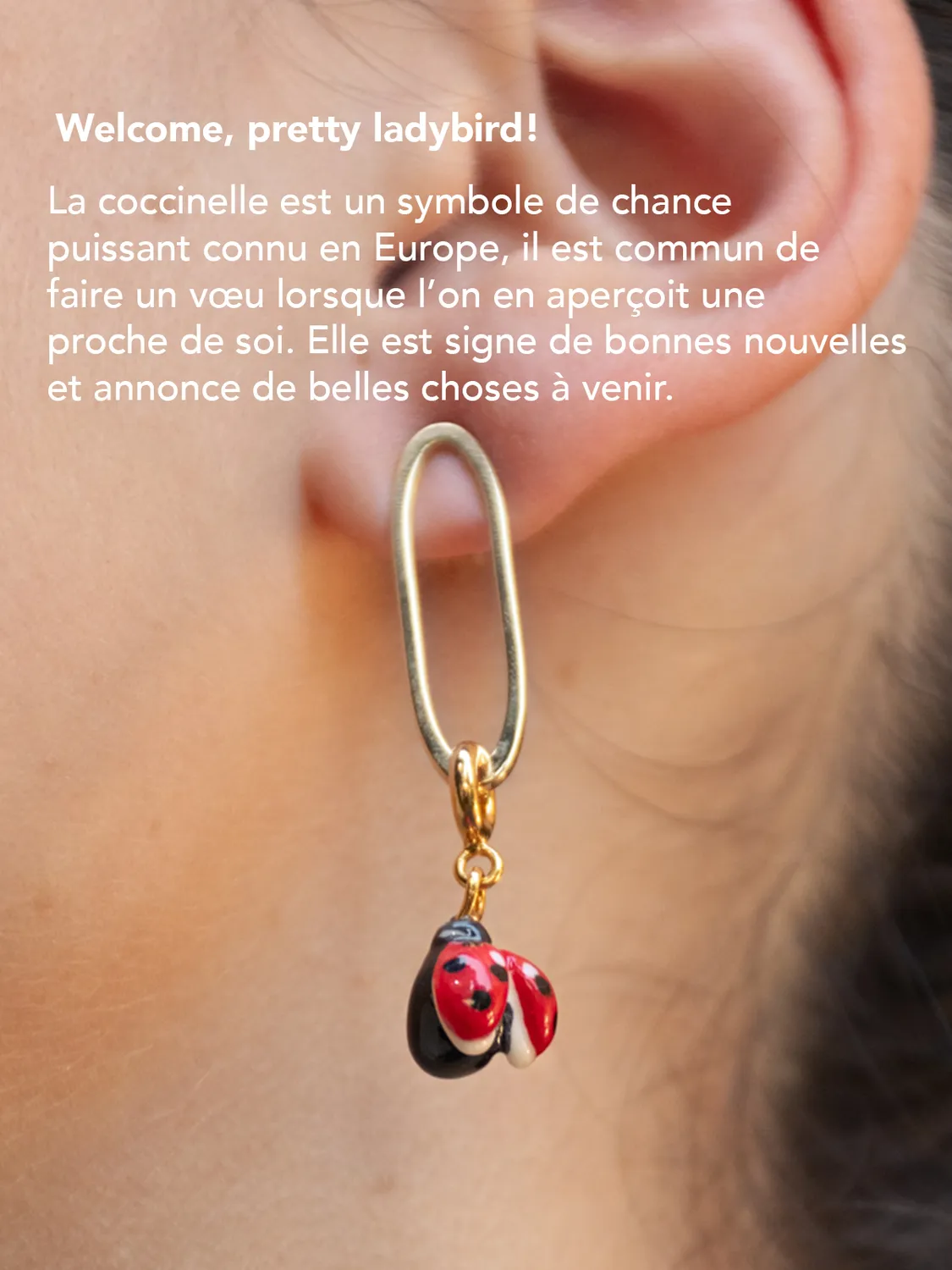 Nach Bijoux Lucky you bracelet coccinelle cordon ajustable beige
