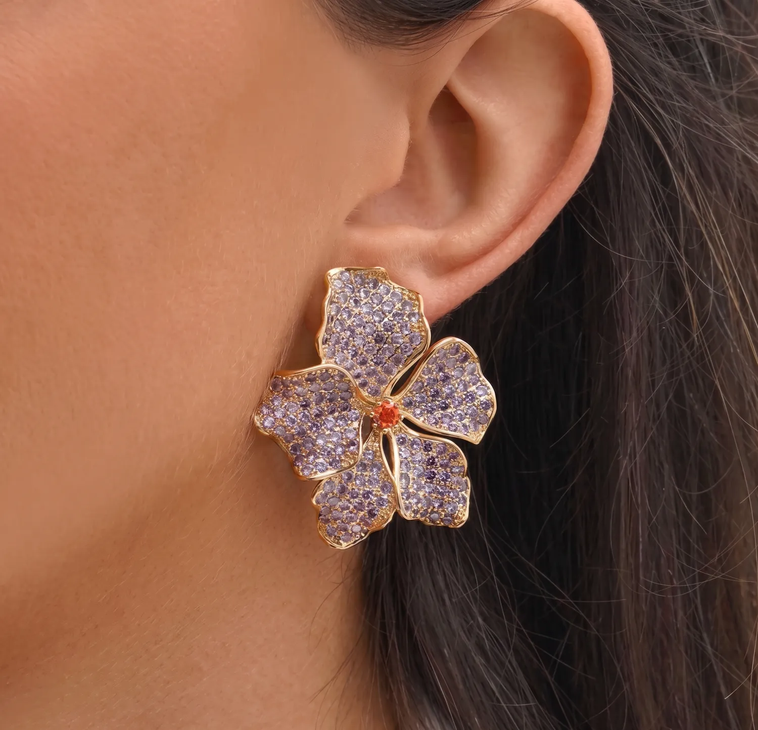 Nao de Paris Iris Light Purple coeur piment boucles dorées