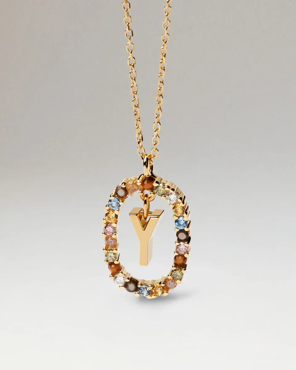 PDPAOLA Lettre Y collier initiale plaqué or zircon