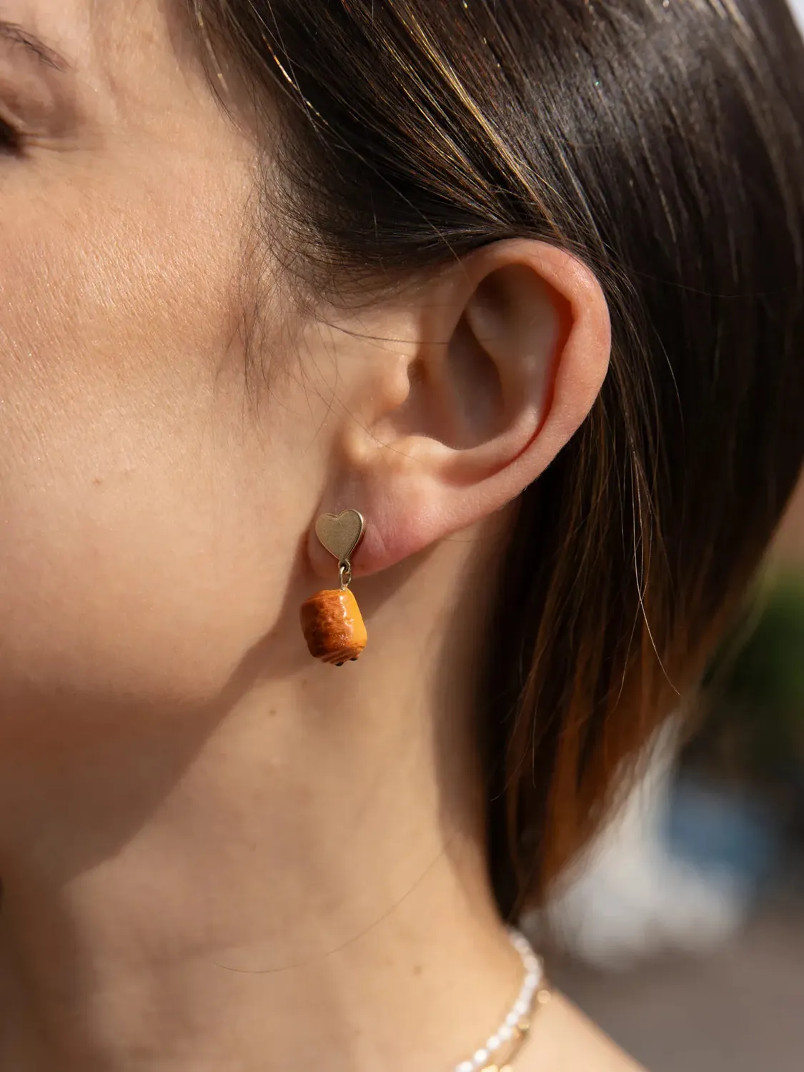 Nach Bijoux puces d'oreilles cœur chocolatine