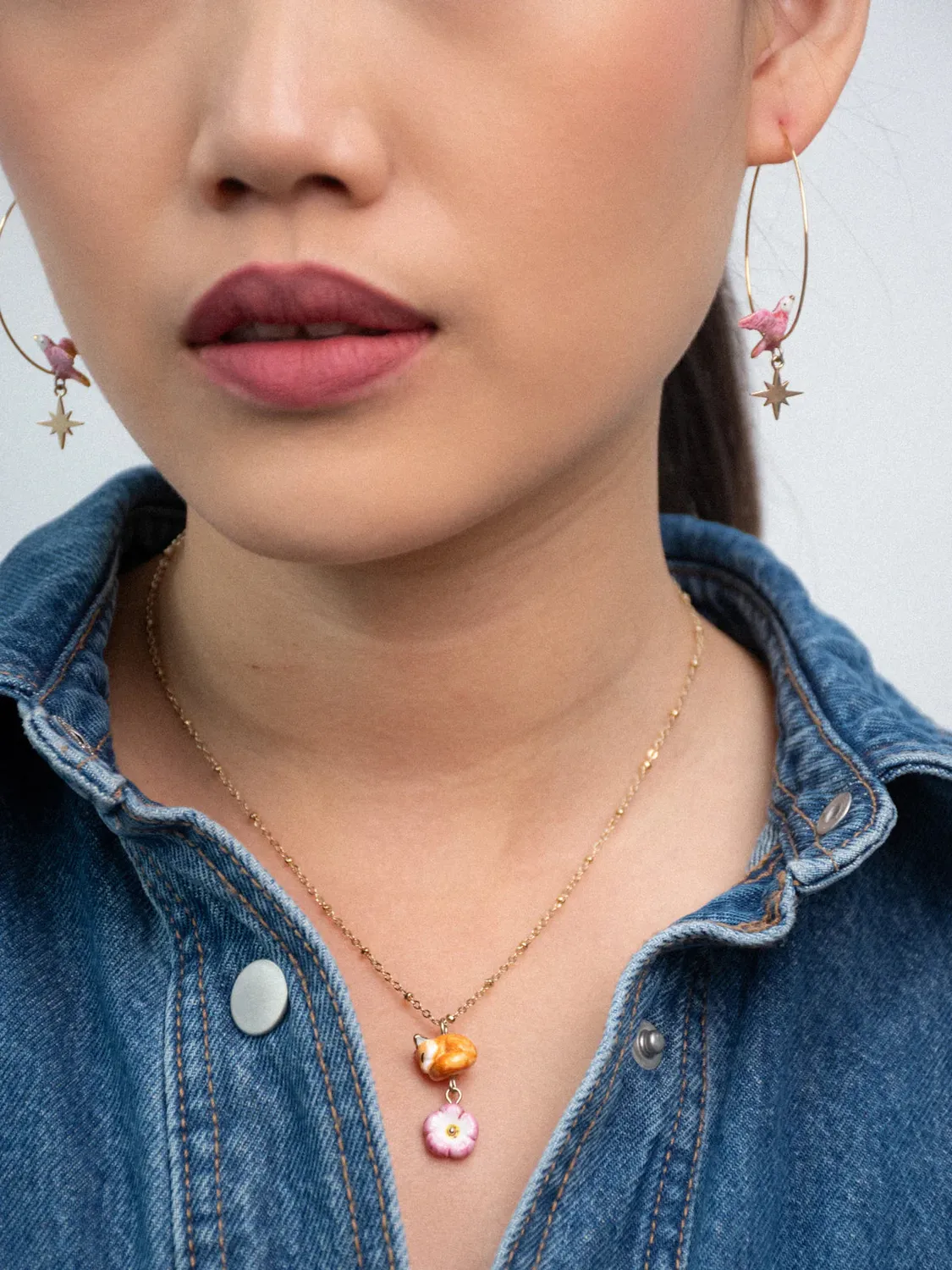 Nach Bijoux collier renard endormi rose céleste