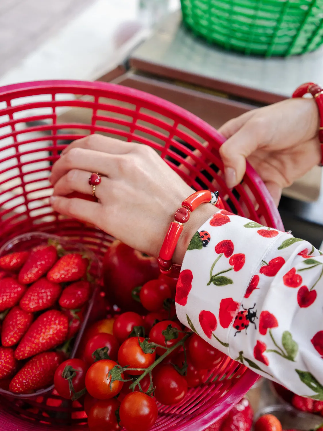 Nach Bijoux Chérie Cherry bracelet perles cœurs 7,5 cm