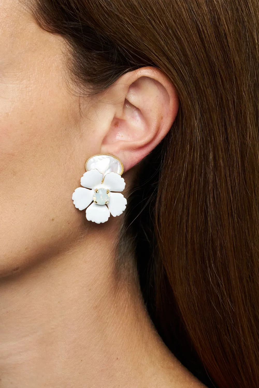 Philippe Ferrandis Ischia boucles clips émail blanc