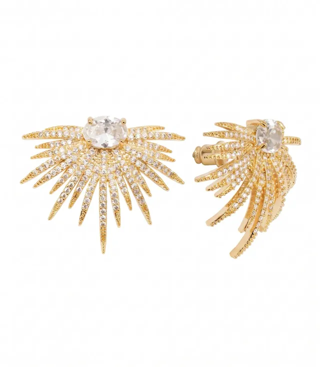 Nao de Paris Rocksun boucles d'oreilles dorées cristal