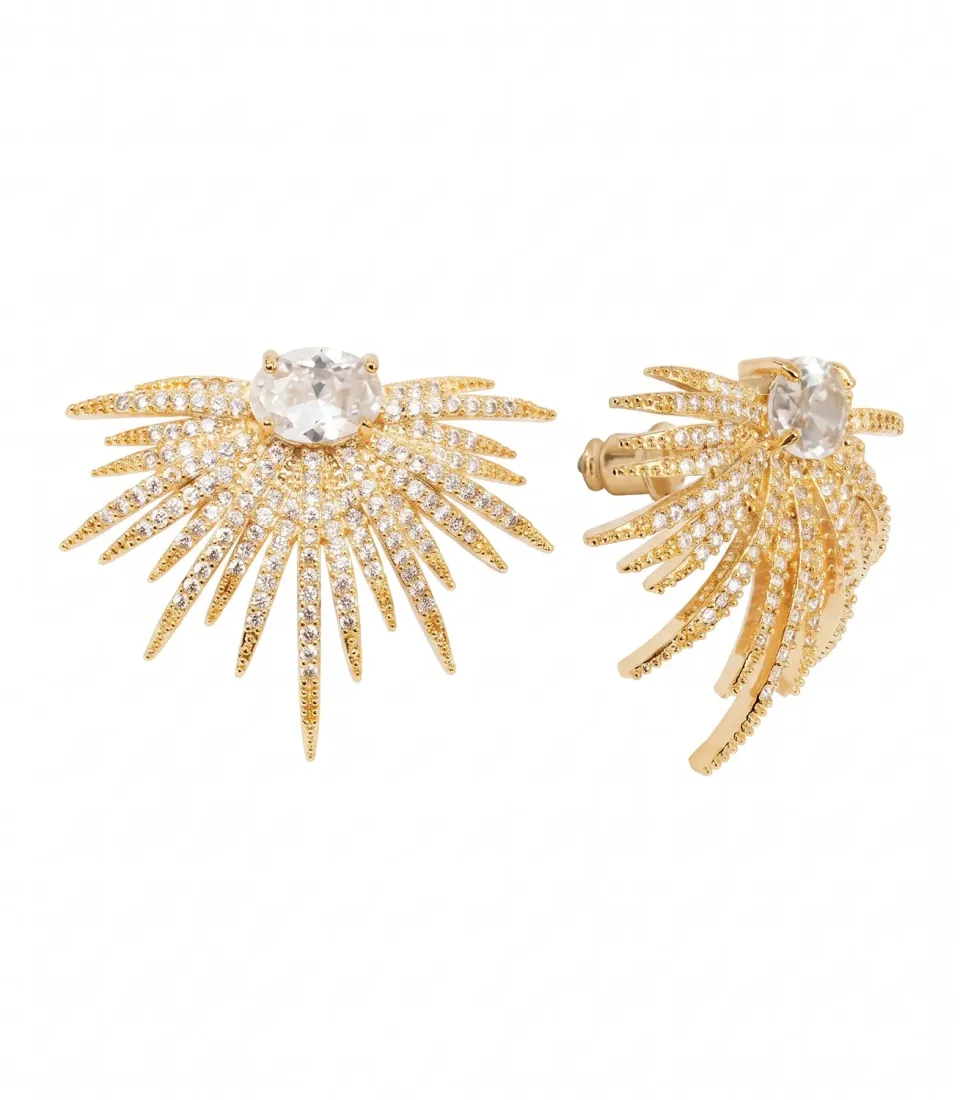 Nao de Paris Rocksun boucles d'oreilles dorées cristal