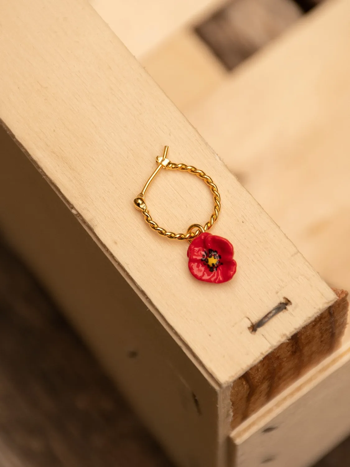 Nach Bijoux coquelicot mini créole boucle unité rouge