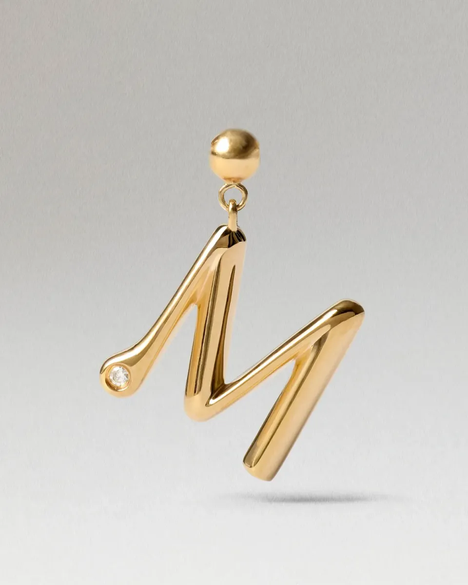 PDPAOLA Initial M charm doré zirconia