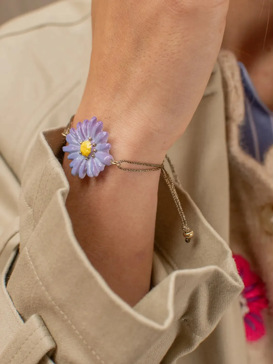 Nach Anémone bleue bracelet cordon irisé ajustable