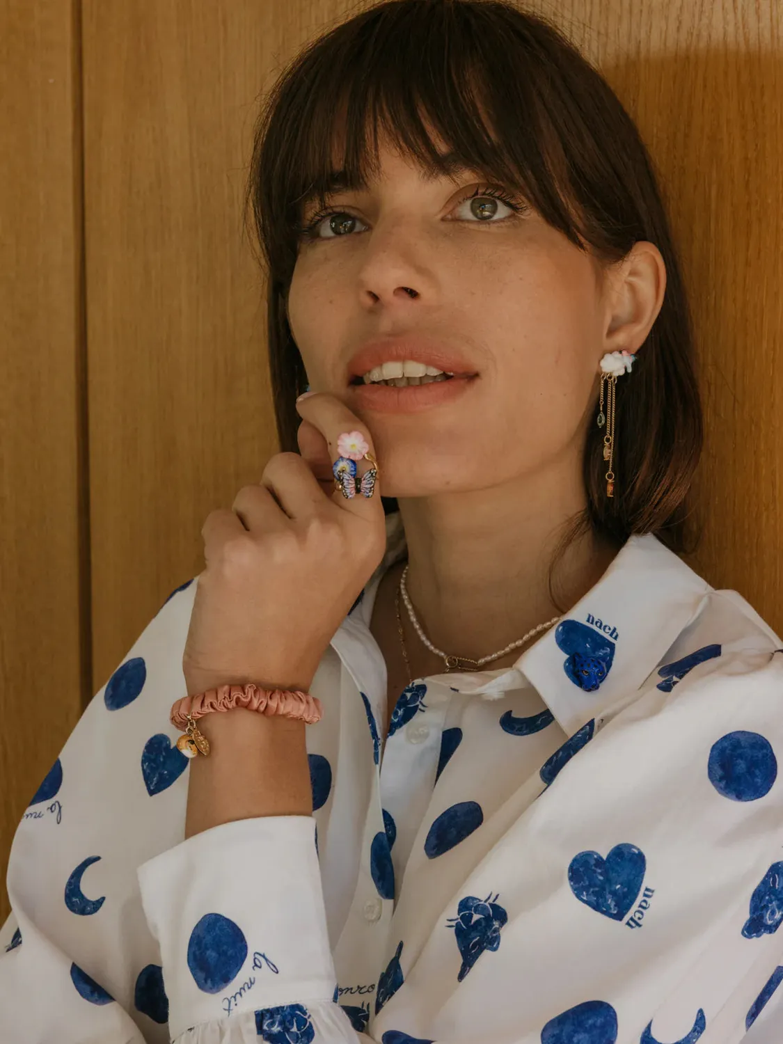 Nach Bijoux Papillon nuit roses bague ajustable cosmic