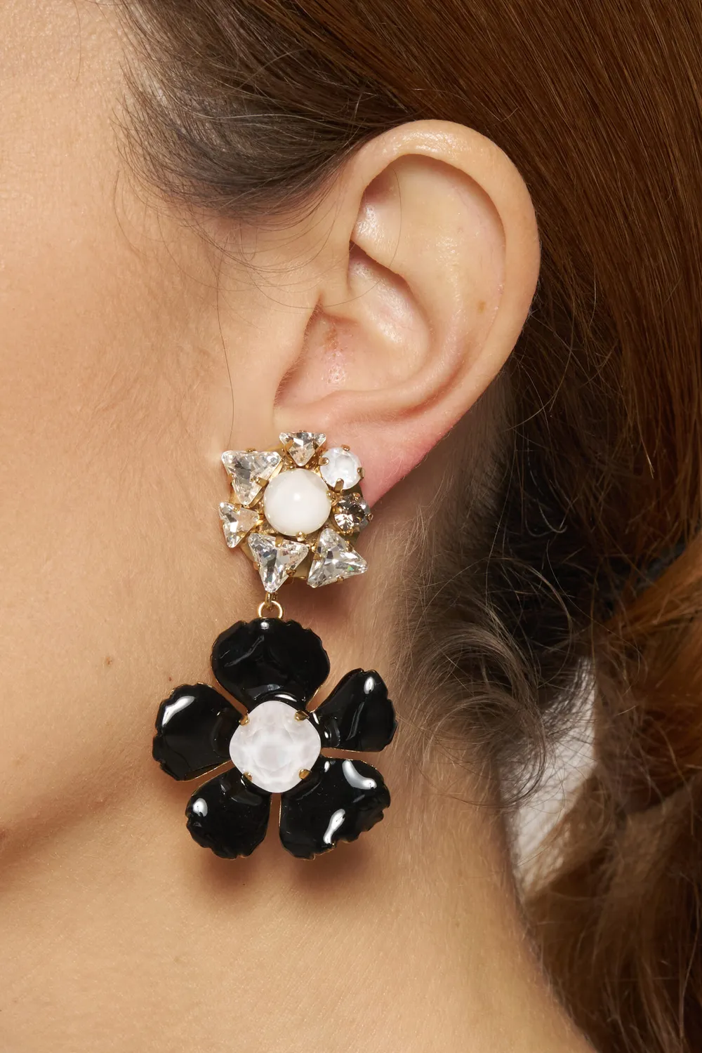 Philippe Ferrandis Black Blossom boucles clips noires