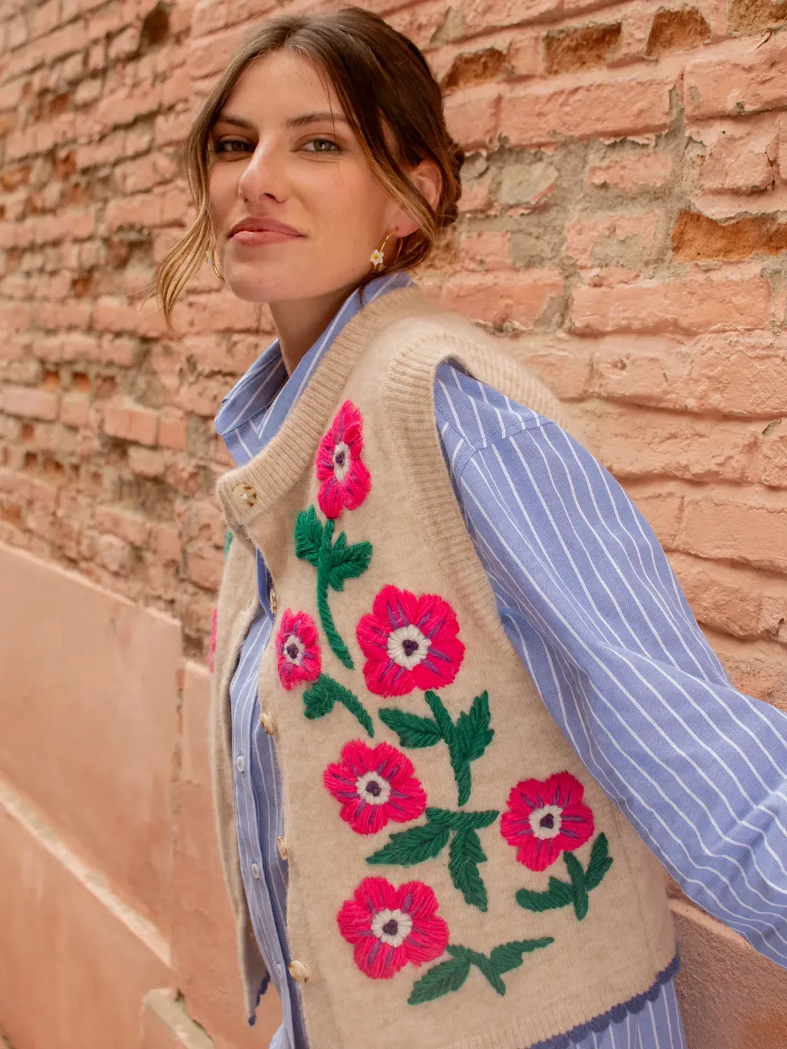 Nach Bijoux anémones édition limitée gilet brodé S/M