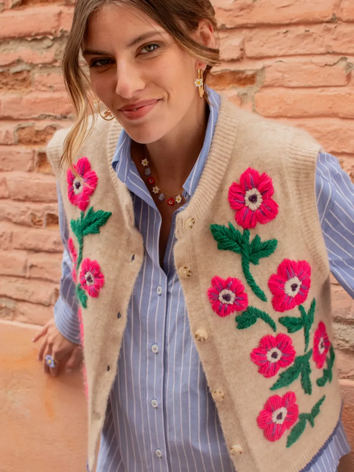 Nach Bijoux anémones édition limitée gilet brodé S/M
