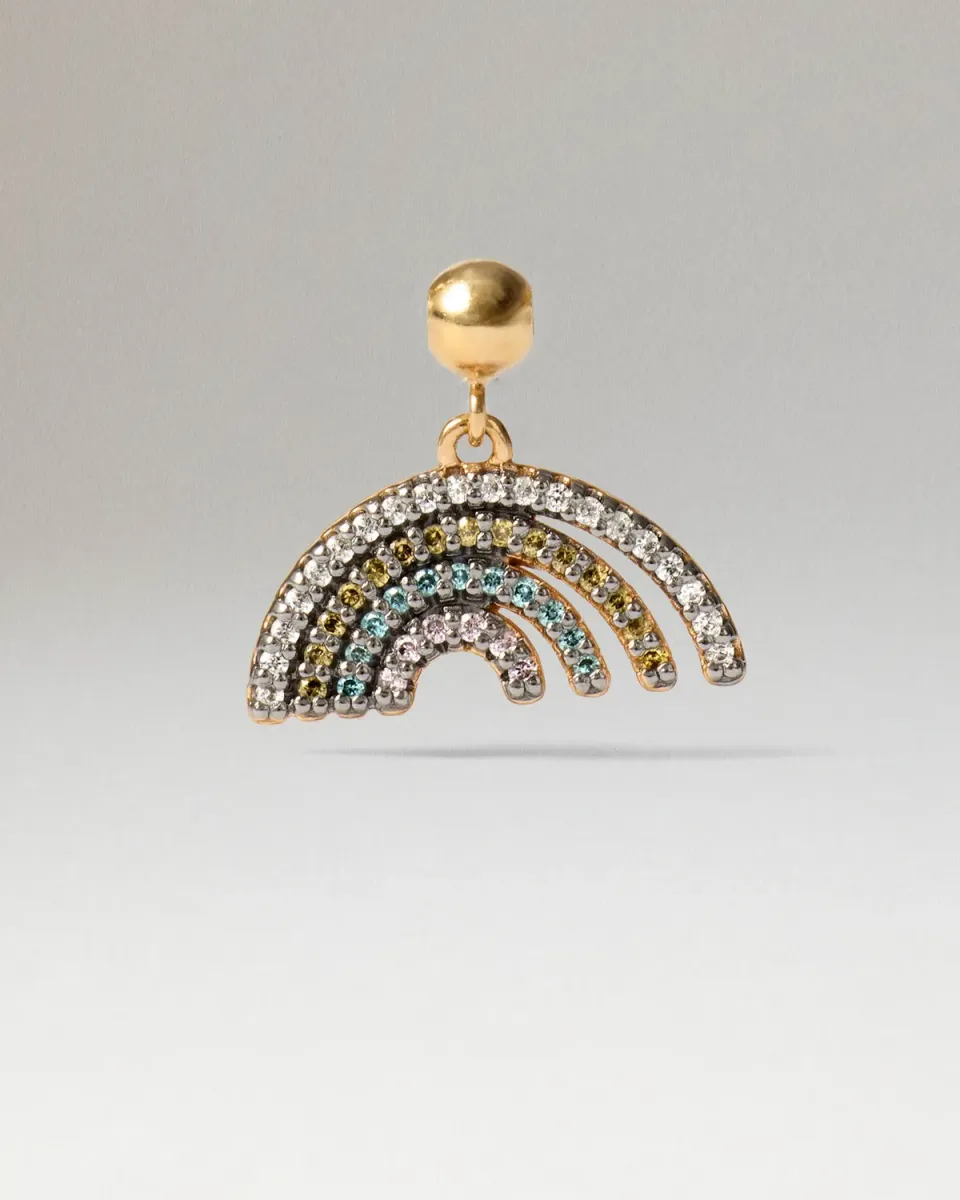PDPAOLA Rainbow charm breloque dorée zircone blanche
