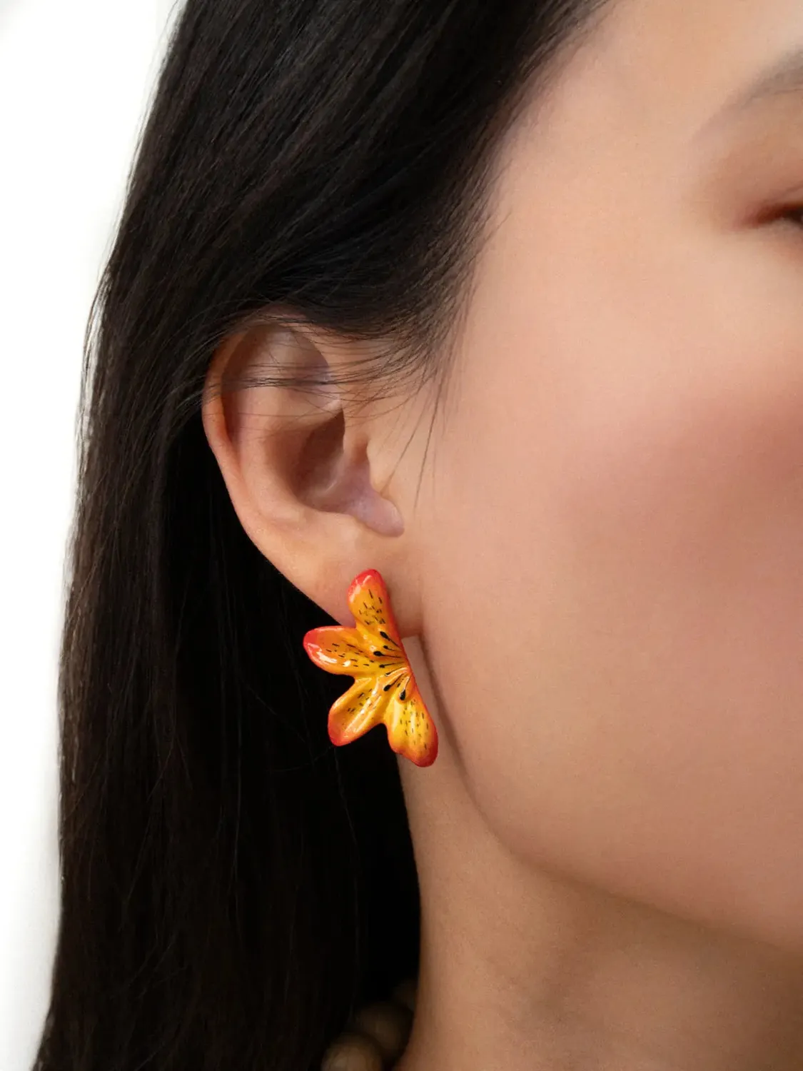 Nach Bijoux puces demi lys tigrée orange porcelaine