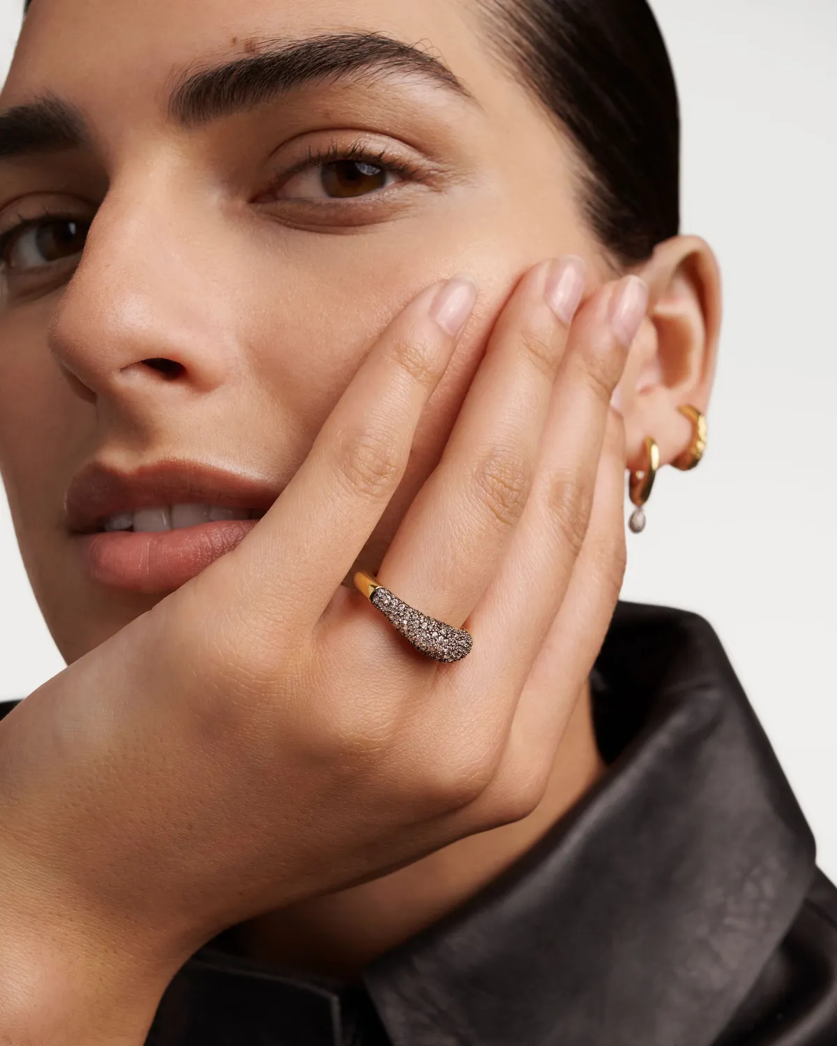 PDPAOLA Duna Pavé bague dorée zirconia blanche