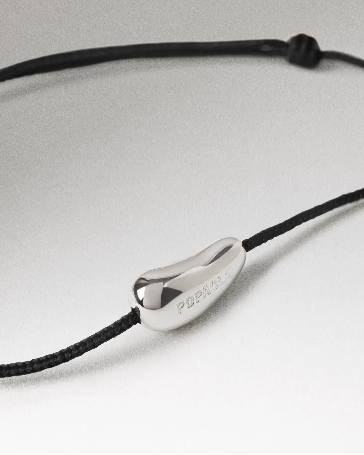 PDPAOLA Rodeo Bracelet Cordon Noir Argent