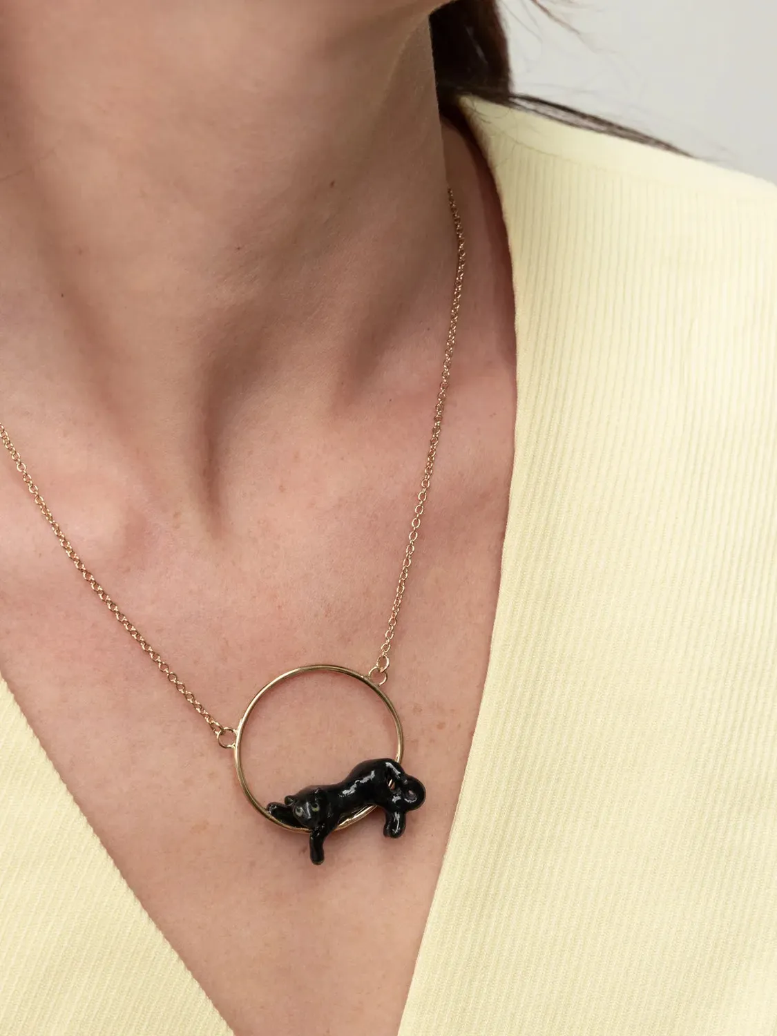 Nach Bijoux Panthère Noire collier rond porcelaine 50 cm
