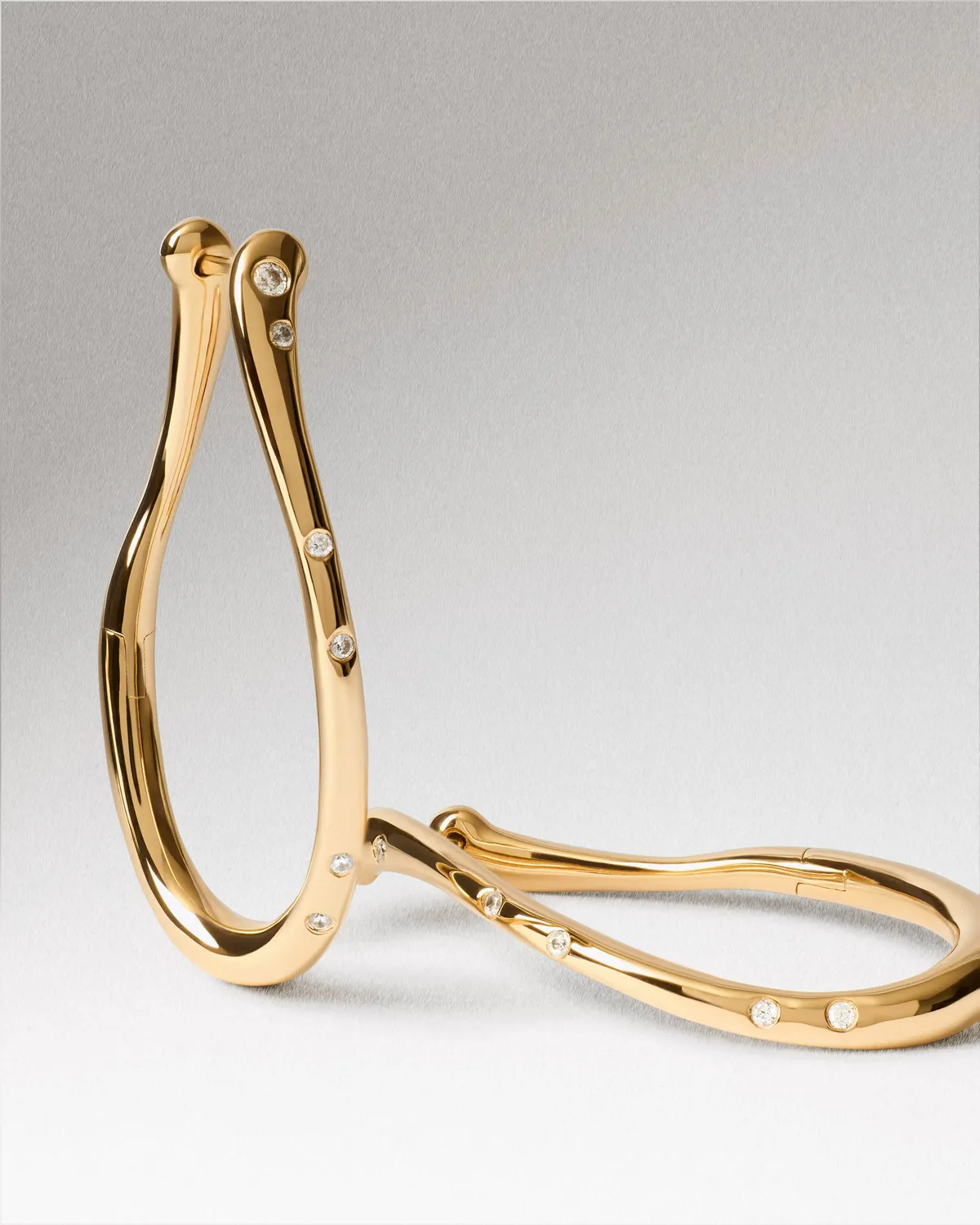 PDPAOLA Air Hoops créoles plaqué or zircone blanche