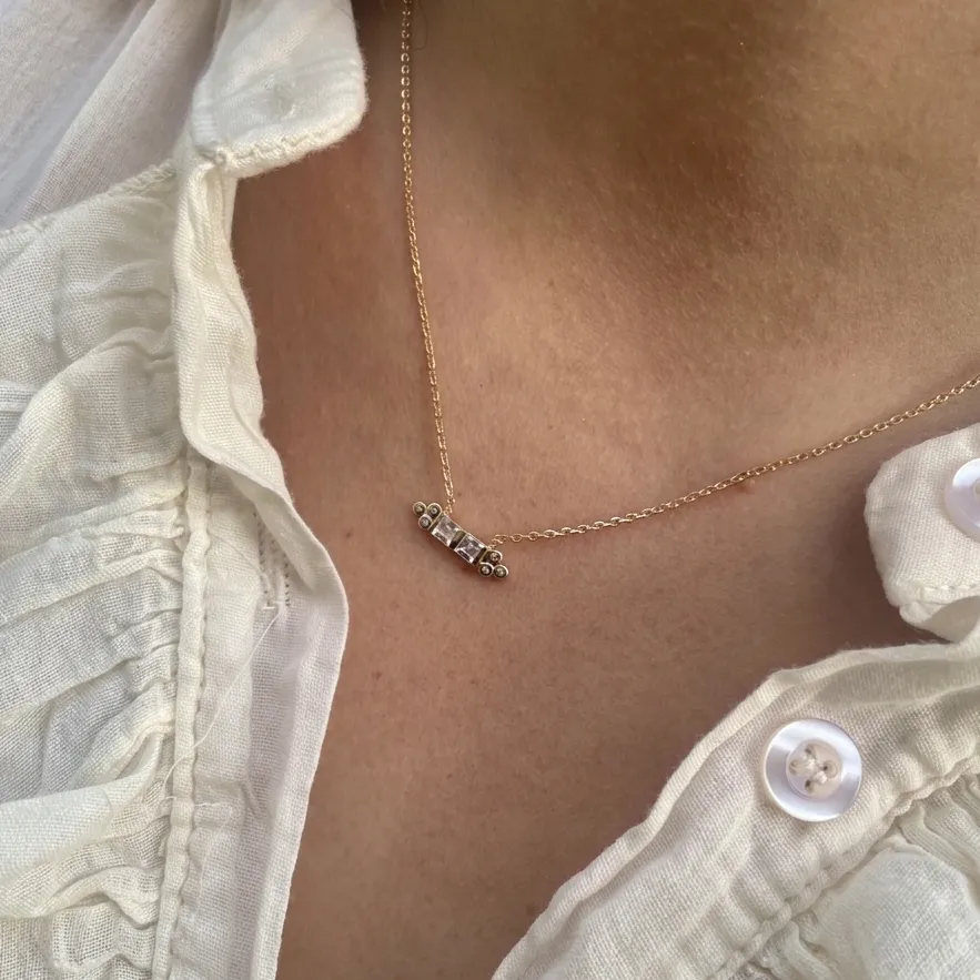 Nao de Paris Gatsby collier plaqué or zirconium