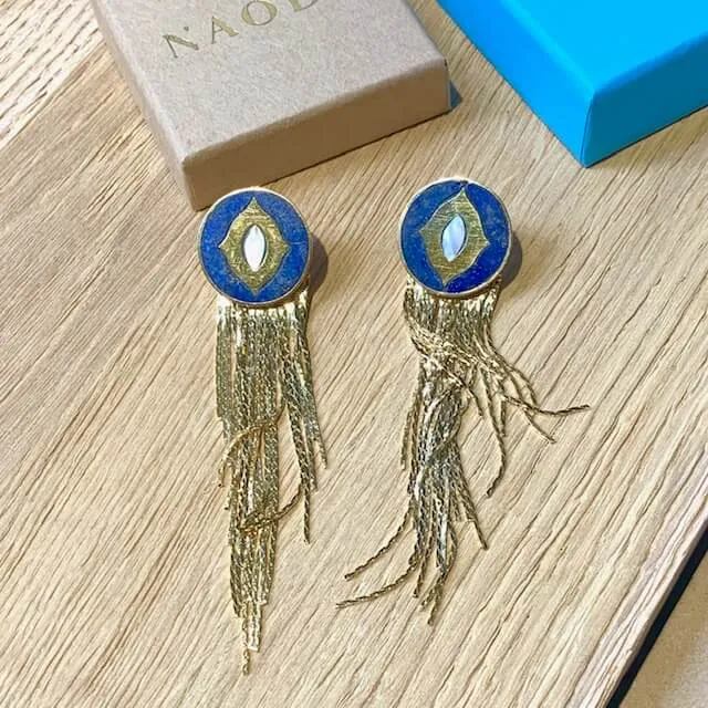 Nao de Paris Marhani boucles d'oreilles doré nacre 9,5cm
