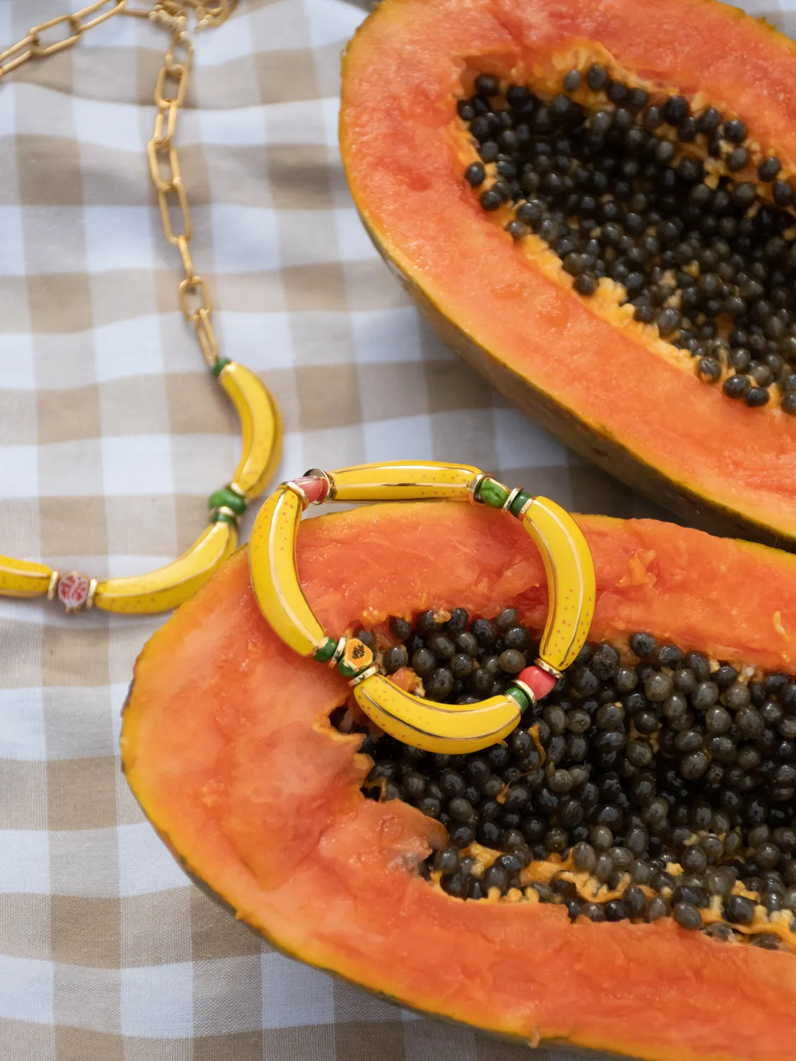 Nach Bijoux fruits bananes jaunes bracelet perles de verre