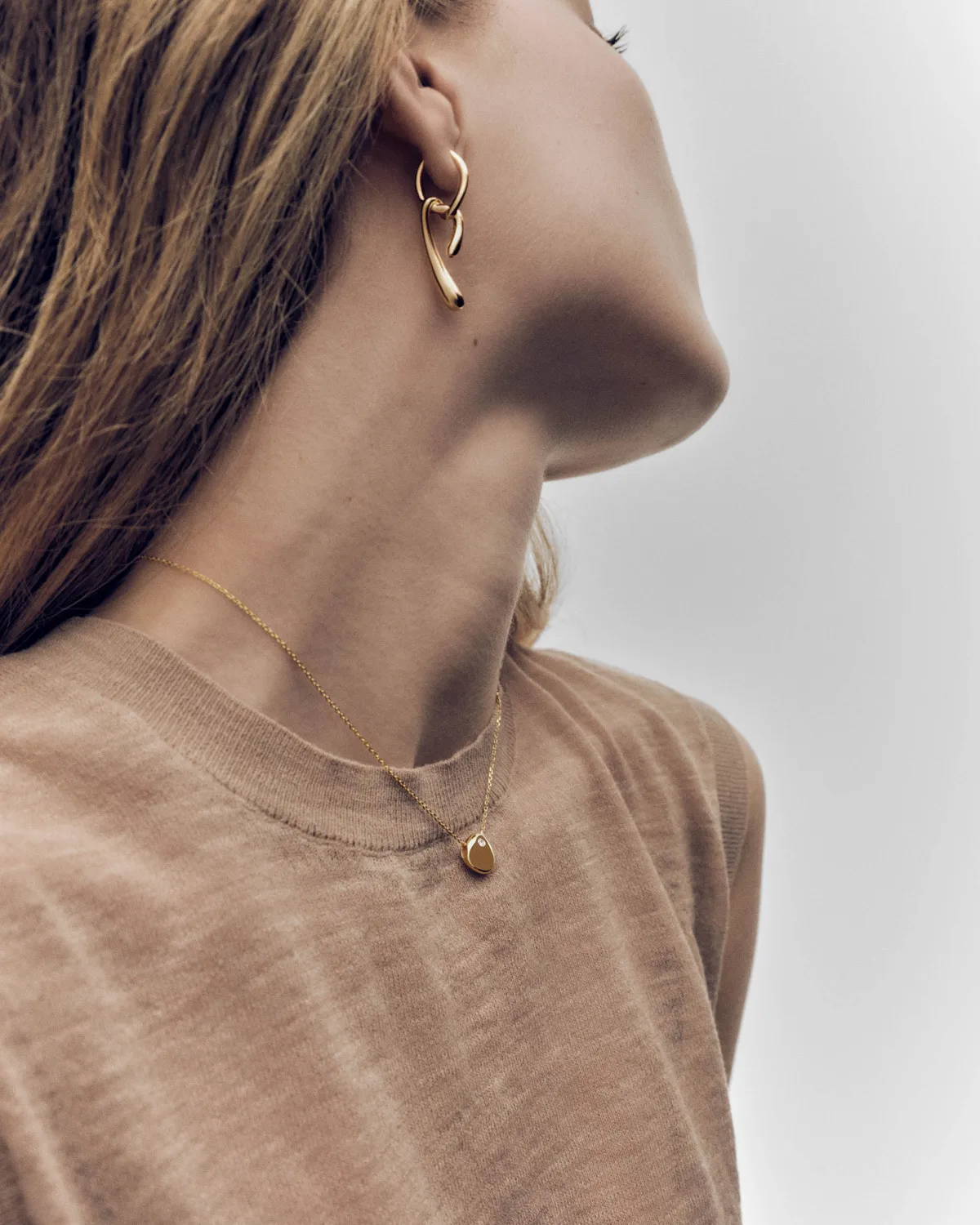 PDPAOLA Wave collier zirconia blanche doré