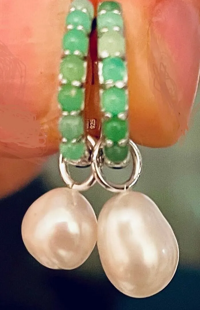 Astrid & Miyu Aqua & Pearl Charm créoles argent perle