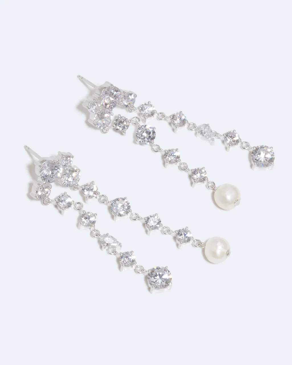 Completedworks Trickles boucles d'oreilles perle zirconia argent recyclé