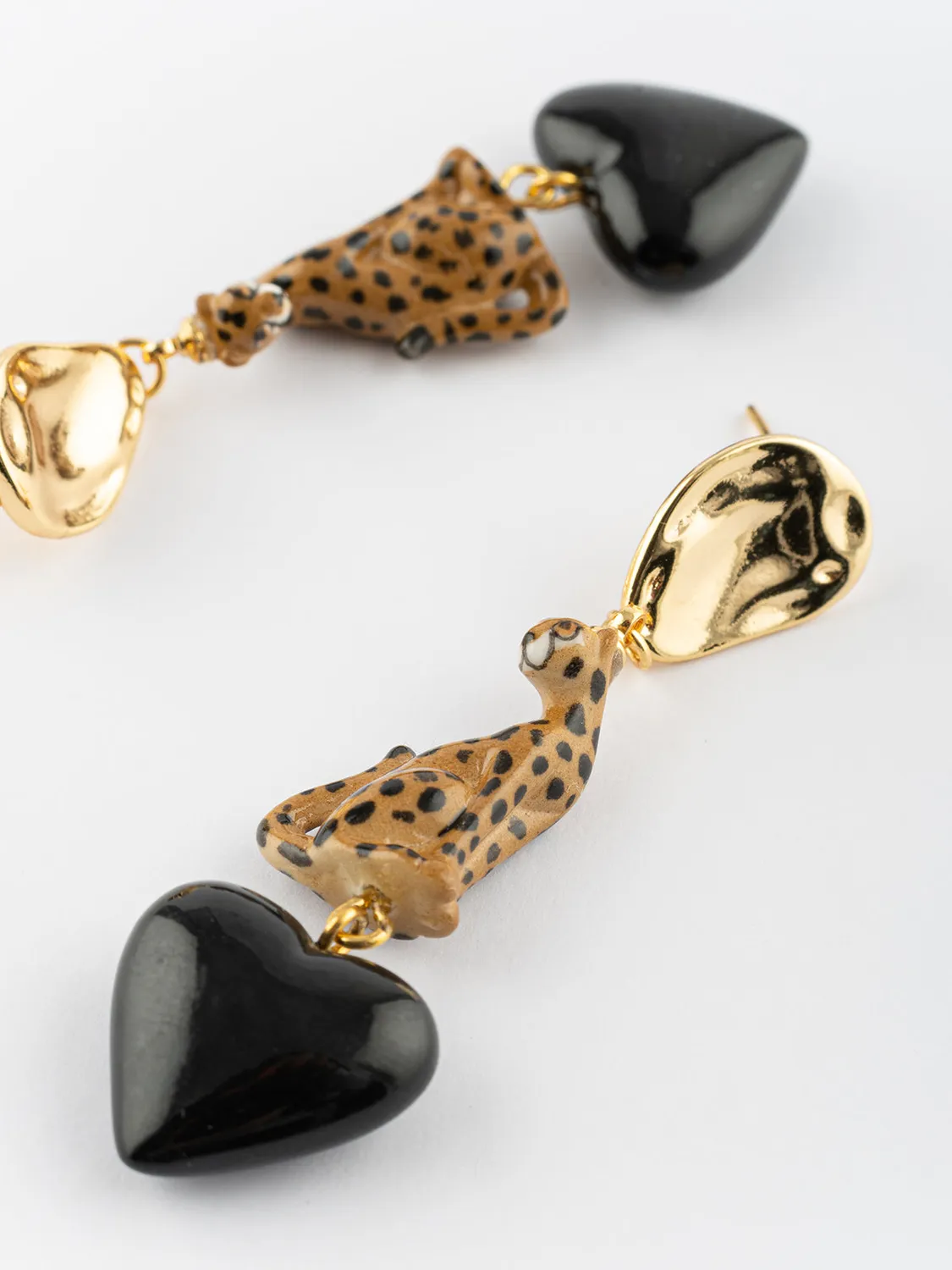 Nach Bijoux Premier amour guépard boucles d'oreilles pendantes noires