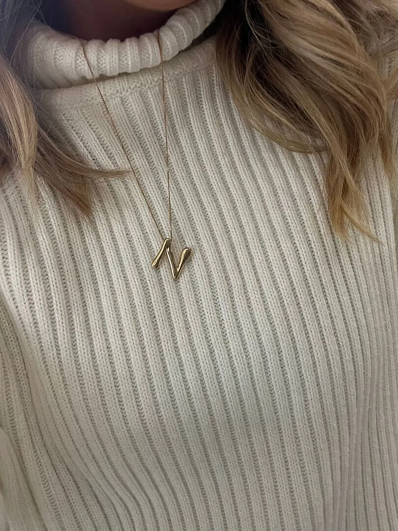Astrid & Miyu N Bold collier pendentif or initiale