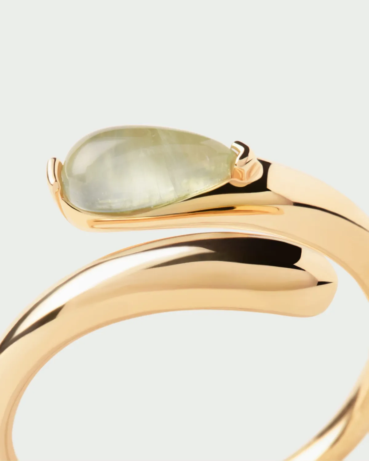 PDPAOLA Kalia bague préhnite plaqué or