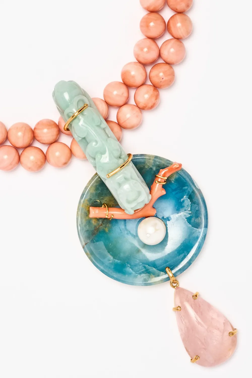 Philippe Ferrandis Pièces Uniques Collier 2 Rangs Quartz Corail