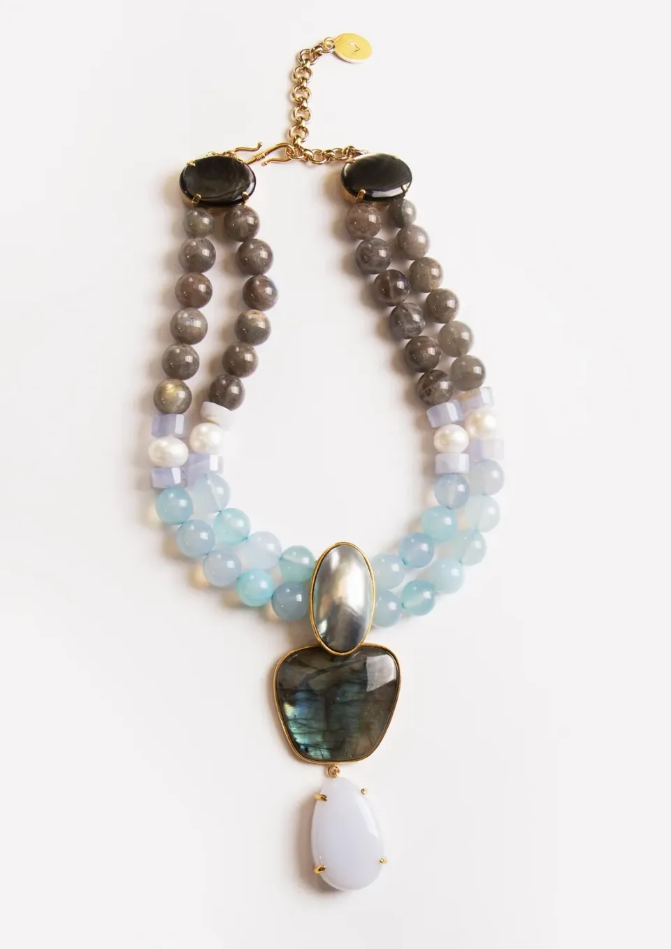Philippe Ferrandis Pièce Unique collier plastron labradorite bleue