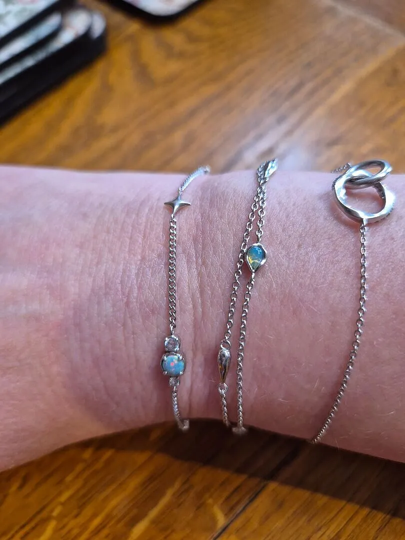 Astrid & Miyu Opal Charm Double bracelet argent opale