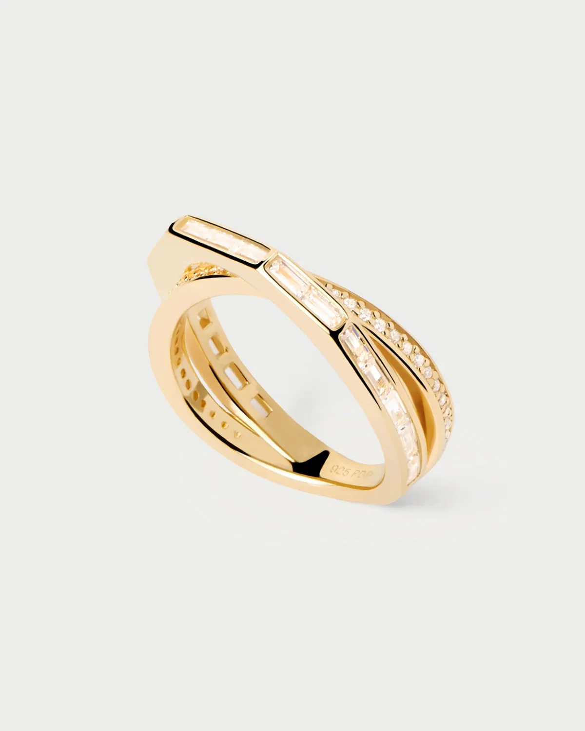 PDPAOLA Olivia bague dorée zirconia blanche