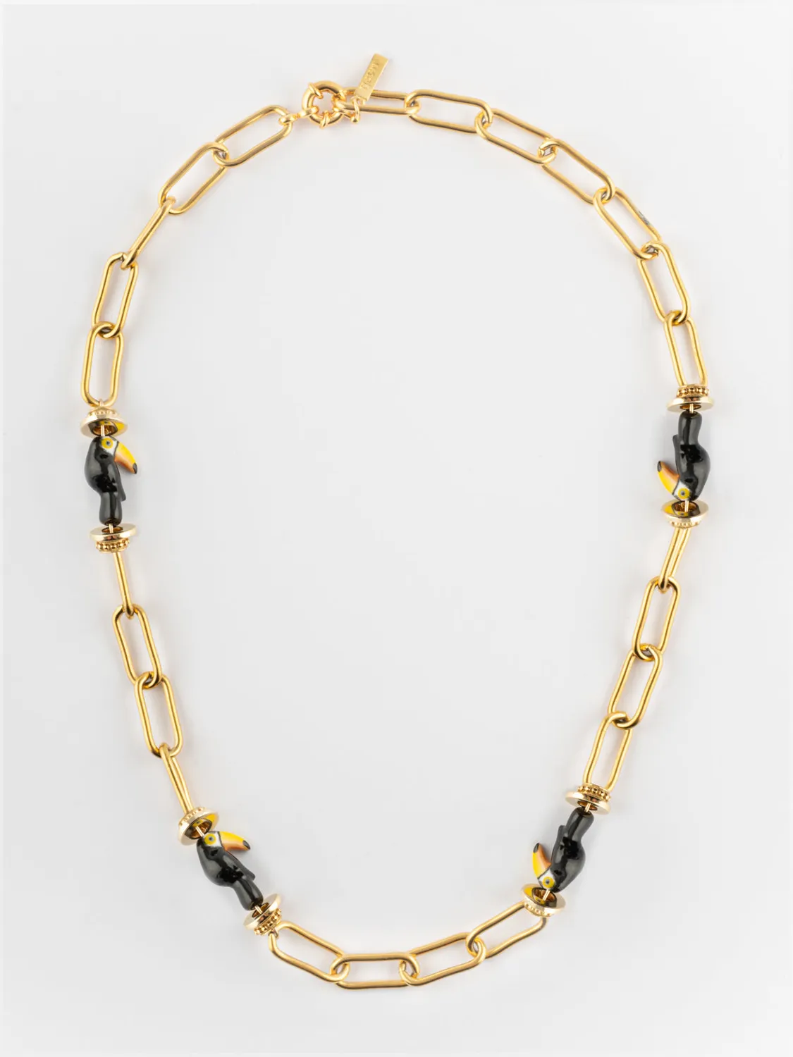 Nach Bijoux chaîne toucan collier porcelaine dorée